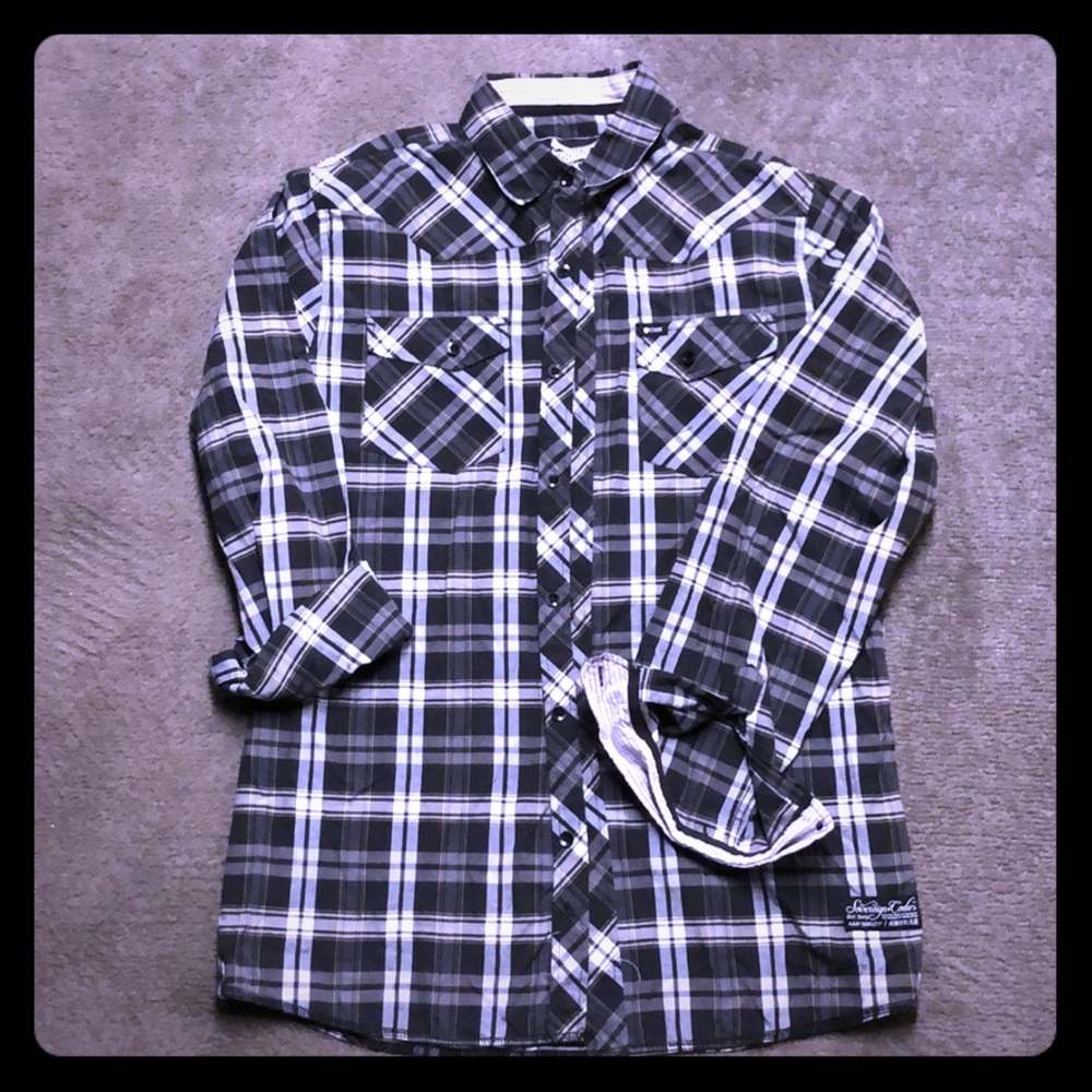 Black yellow white button up